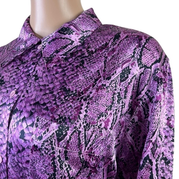 Neiman Marcus Women’s Top Blouse Purple Button Down Size 14 - Picture 7 of 11